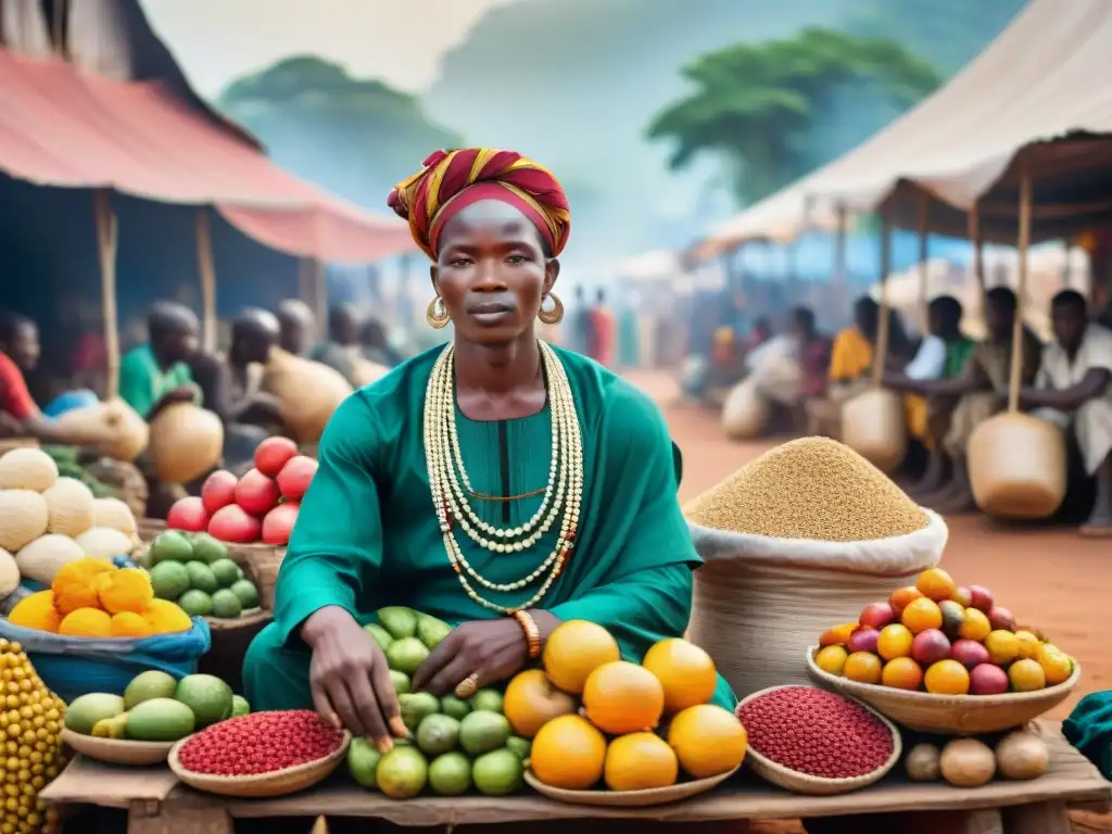 Colorido mercado africano reflejando la influencia de la diversidad étnica en África Central