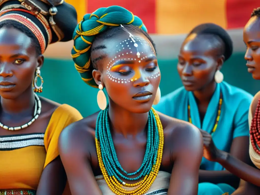 Cosmética tradicional en África: Mujeres de diversas tribus aplicando rituales de belleza tradicionales