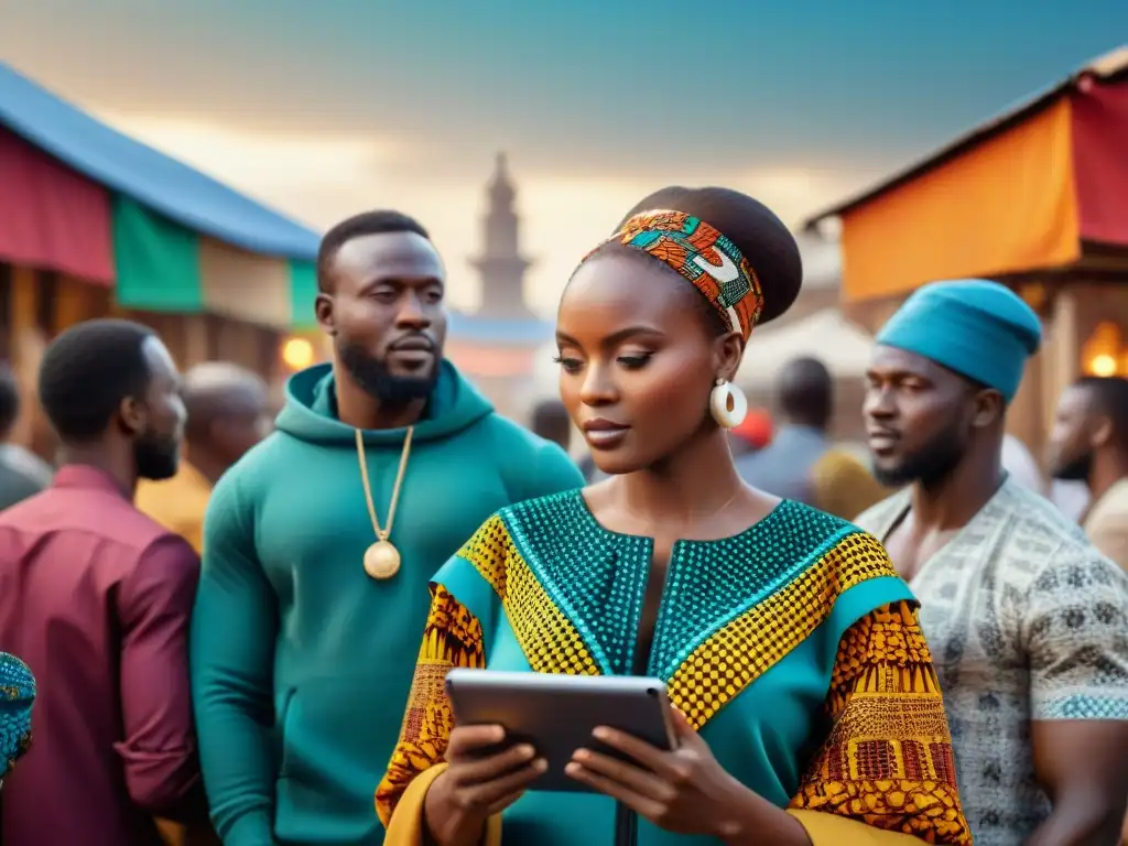 Innovación cultural y tecnológica en ciudades africanas: Jóvenes emprendedores en una bulliciosa ciudad africana, mezcla de tradición y modernidad