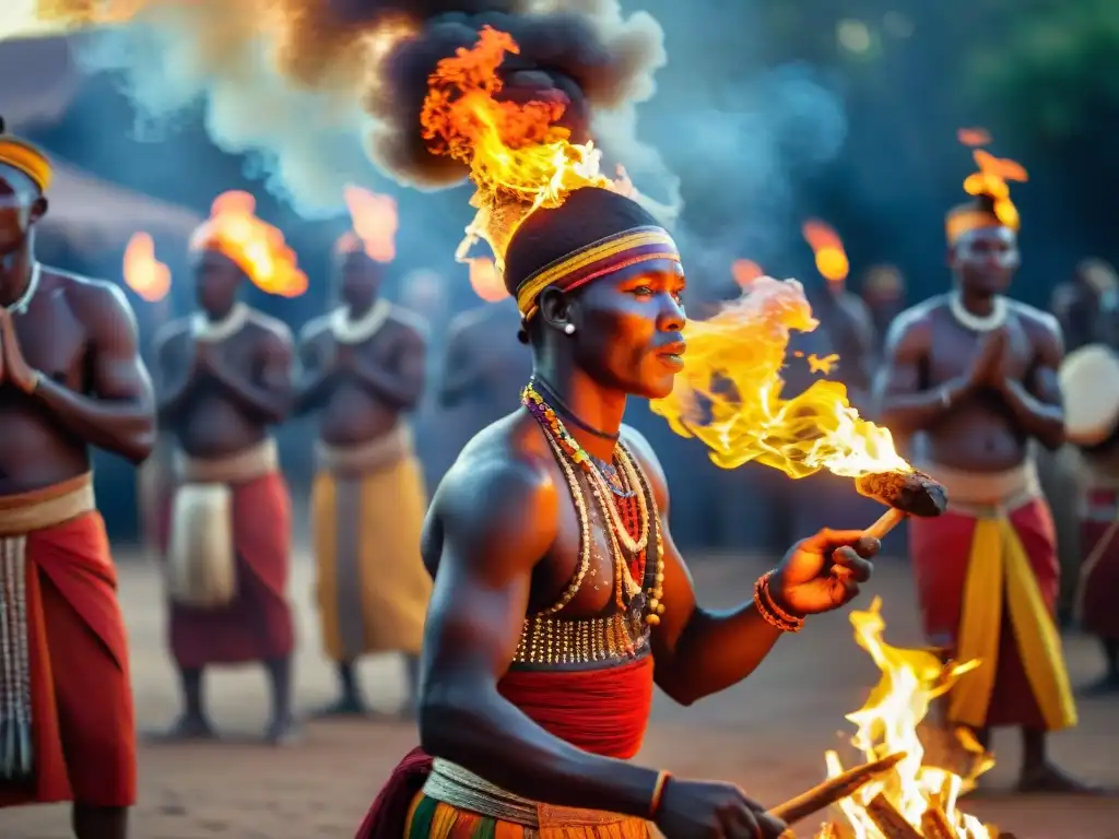 Una danza ritual alrededor de un fuego ceremonial africano, mostrando el significado y simbolismo de las ceremonias africanas