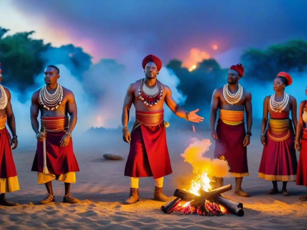 Danza tradicional de Comunidades Maroon en África bajo el cielo estrellado