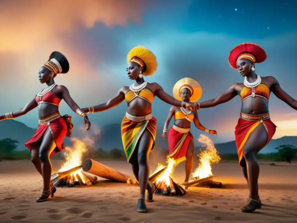 Danzas ceremoniales africanas: significado cultural en la noche estrellada alrededor de una fogata