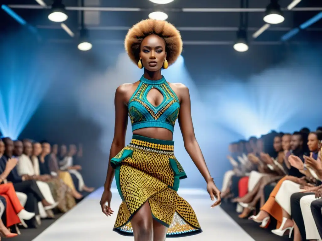 Desfile de moda africana vibrante en evento contemporáneo