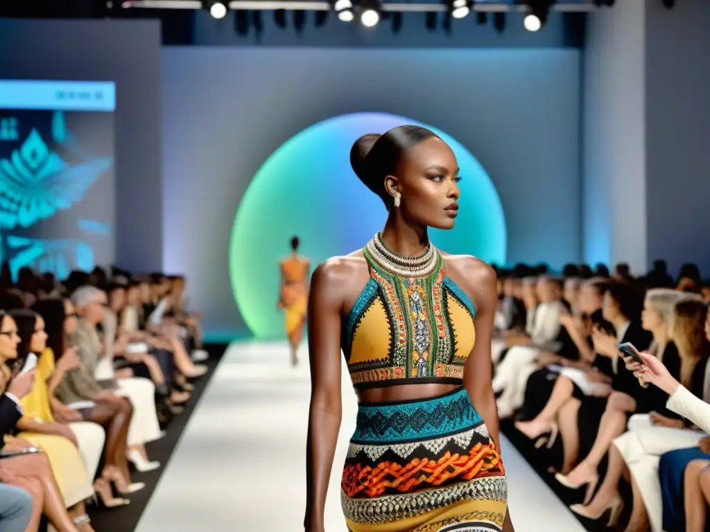 Desfile de moda de lujo con influencia de patrones africanos en marcas