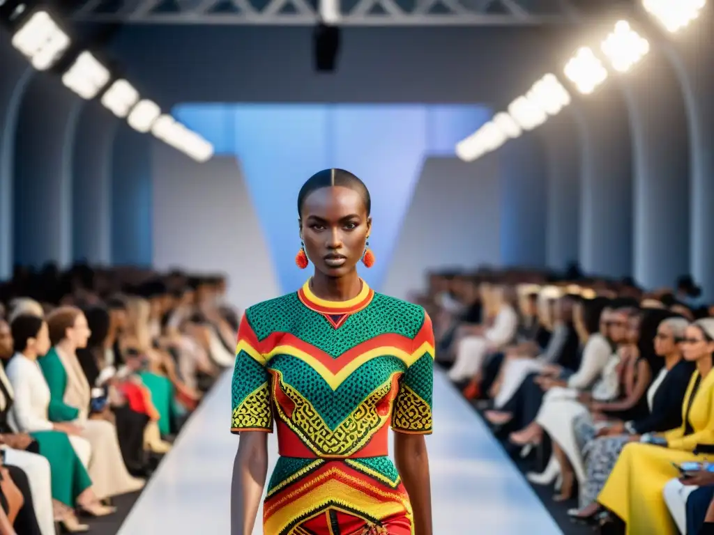 Desfile de moda en París con modelos y diseños inspirados en África, mostrando diversidad y creatividad