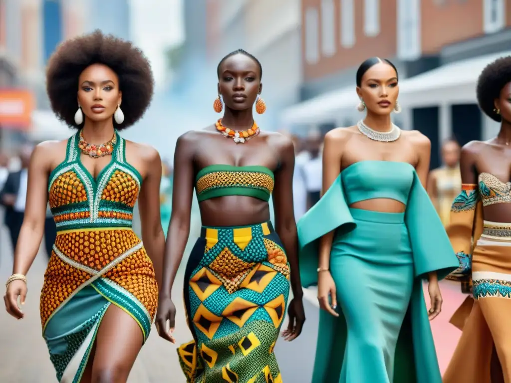 Deslumbrante desfile de moda africana como expresión cultural en bulliciosa calle de la ciudad