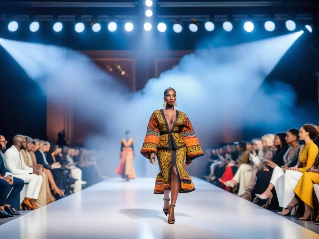 Deslumbrante desfile de moda en París con diseñadores africanos exhibiendo arte africano en la moda ante entusiasta audiencia multicultural