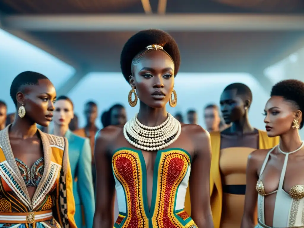 Deslumbrante desfile de moda en África con lujo tradicional y tecnología, capturado en redes sociales moda lujo africana