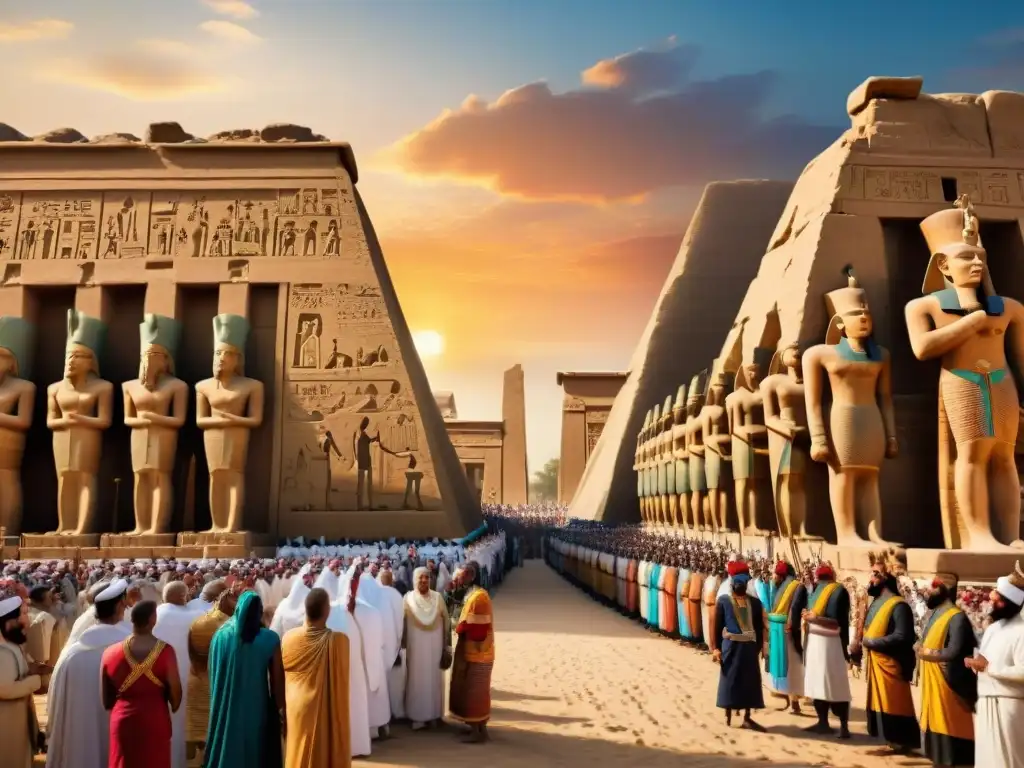 Deslumbrante festival del Opet en Egipto, con sacerdotes y faraones en majestuoso desfile por Karnak al atardecer