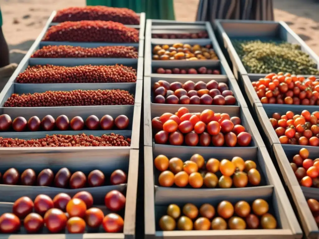 Detallada técnica de secado al sol de tomates en aldea africana