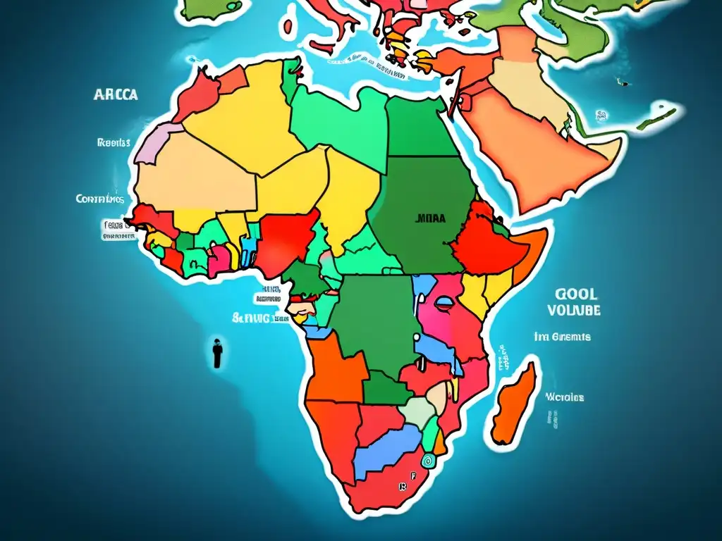 Mapa detallado de reinos y imperios de África: legados olvidados Un detallado mapa de África con los reinos destacados en colores diferentes y etiquetados con sus nombres