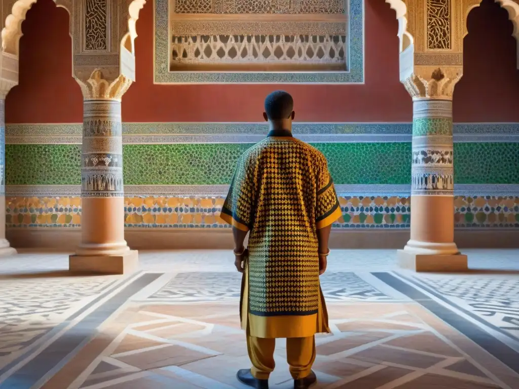 Detallado mosaico en la Alhambra, fusionando influencias arquitectónicas africanas e islámicas en el legado africano en AlAndalus