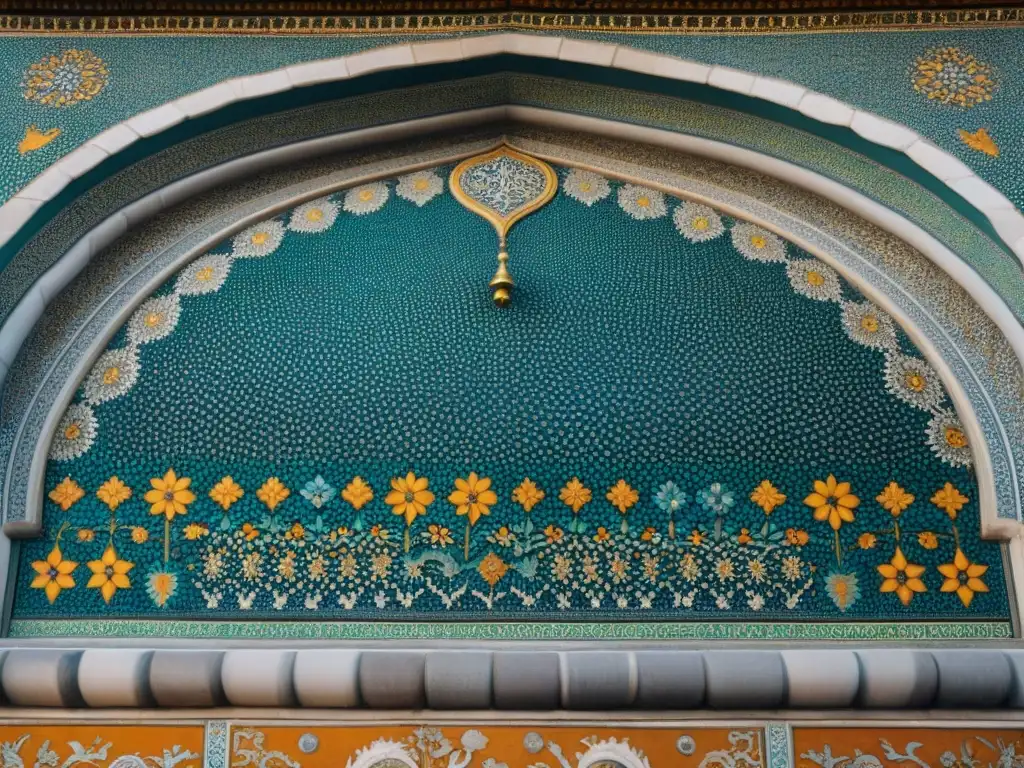 Detallado mosaico del Palacio Topkapi en Estambul, destacando estrategias políticas sultanes África Oriente