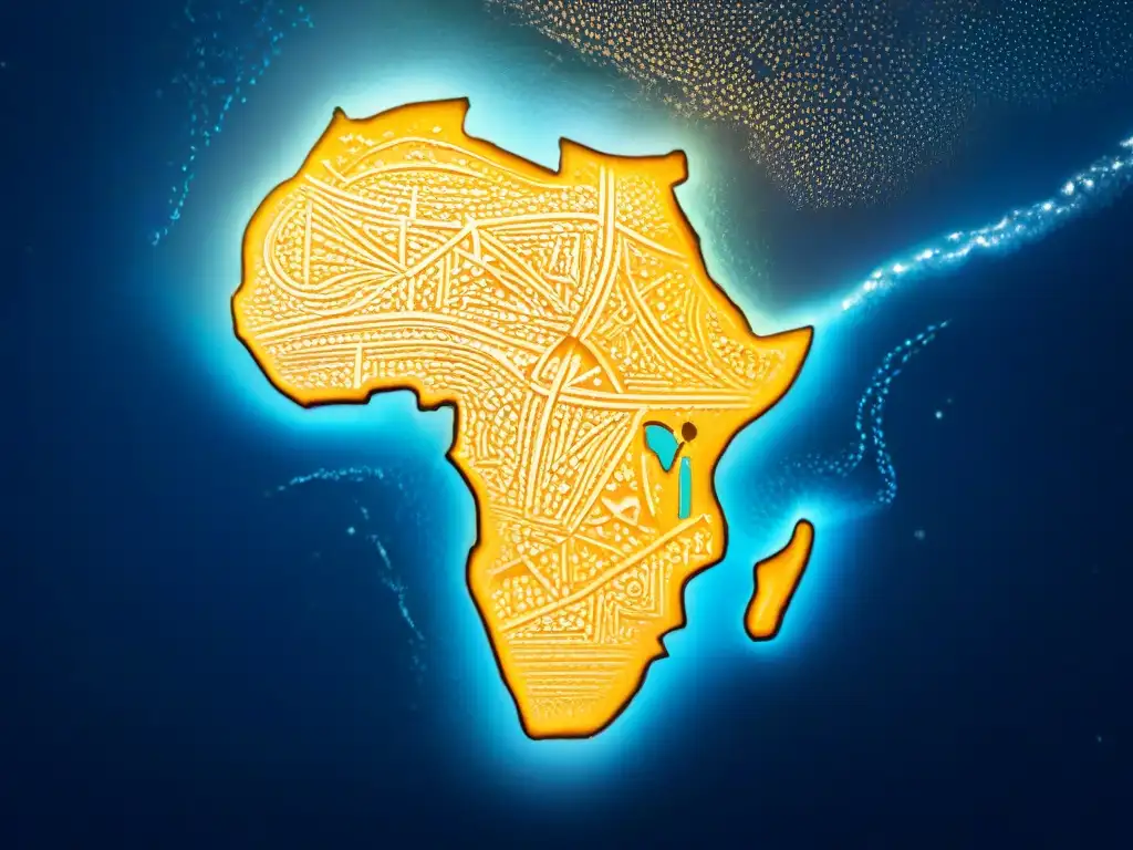 Mapa de navegación africano tallado en piedra: historia estelar Detalle de antiguo mapa de navegación africano tallado en piedra, resaltando la influencia global de las civilizaciones africanas