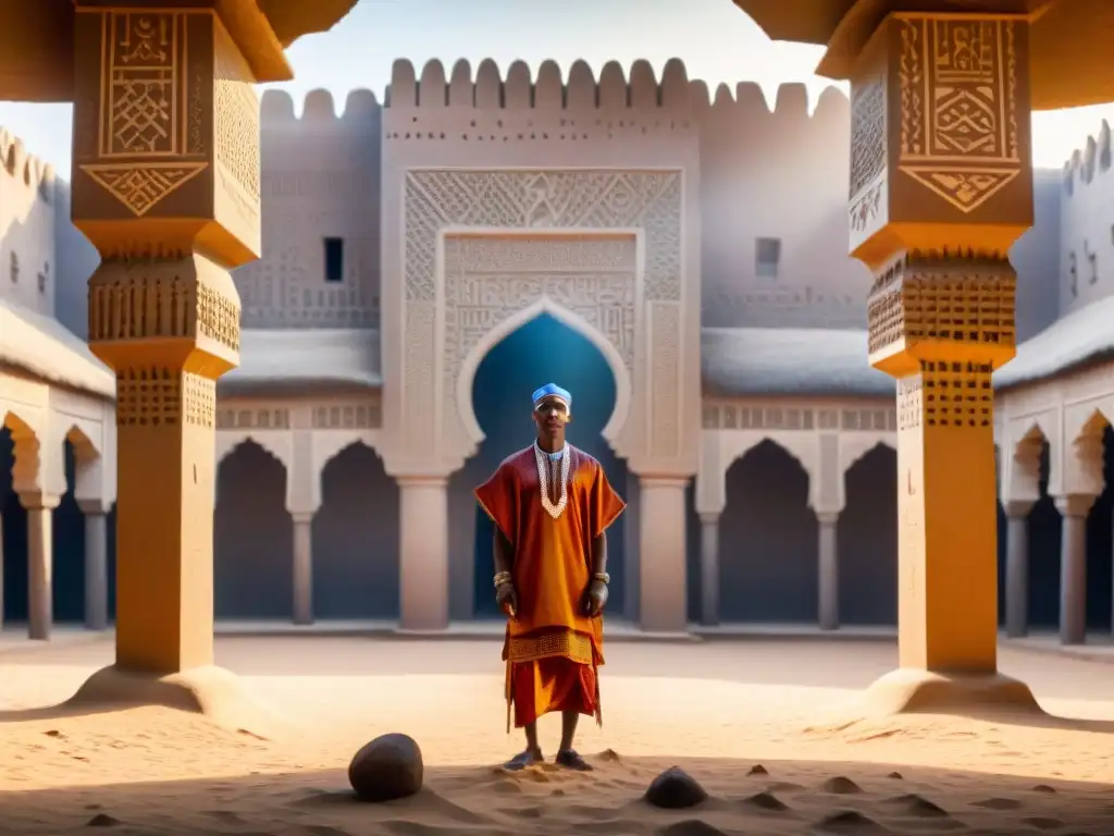 Detalle de la arquitectura sagrada en África: geometría y colores vibrantes en la Gran Mezquita de Djenné, Mali