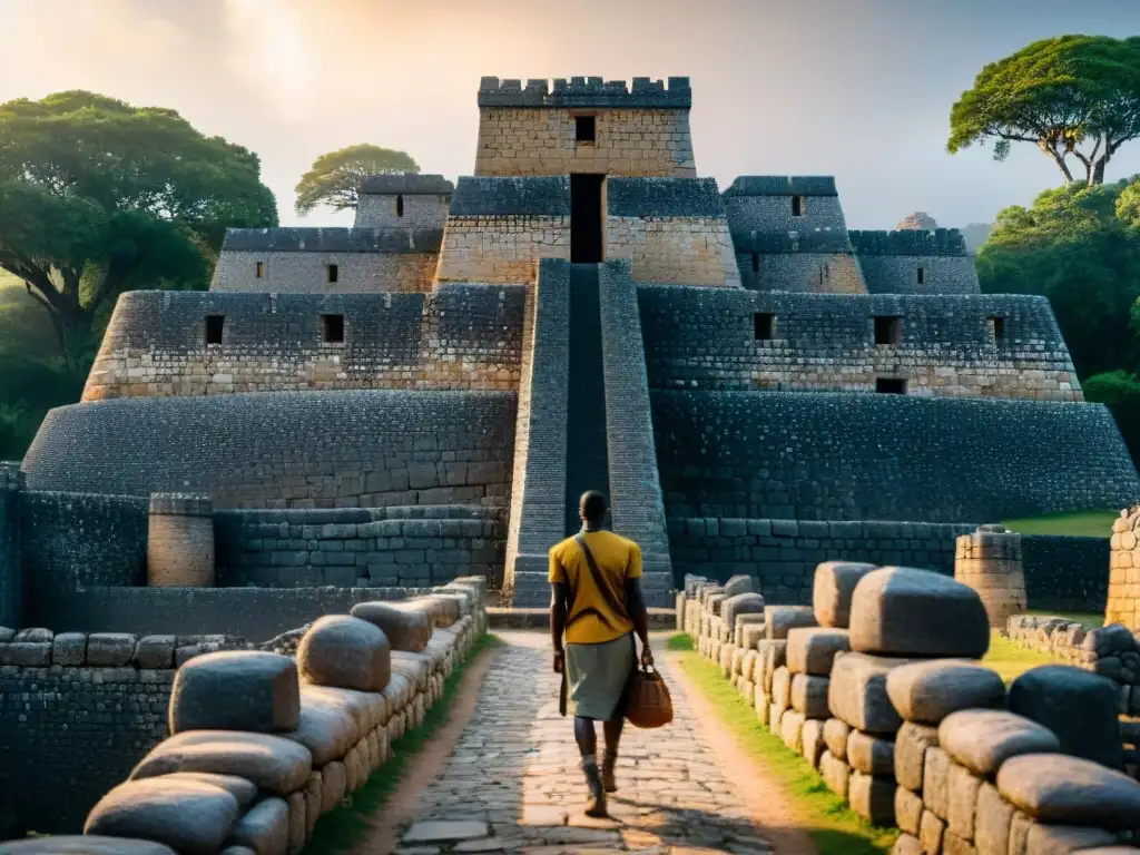 Detalle asombroso de la construcción misteriosa de Gran Zimbabwe, revelando su intrincada arquitectura y enigmáticos patrones