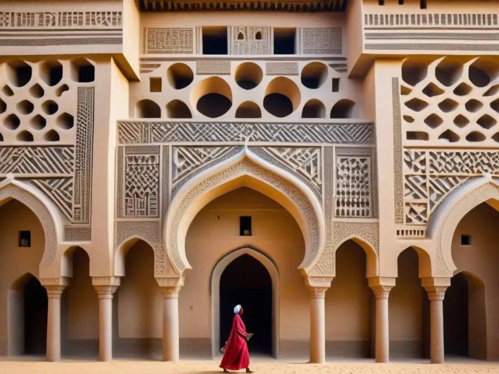 Detalle geométrico y arquitectónico en la Gran Mezquita de Djenné, Mali