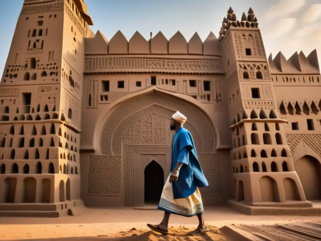 Detalle de la Gran Mezquita de Djenné en Mali: Técnicas tradicionales arquitectura moderna África