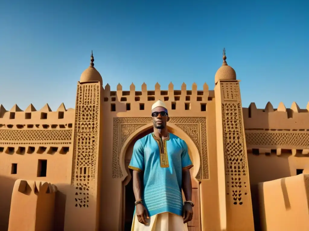 Detalle impresionante de la arquitectura sagrada de civilizaciones africanas en la Gran Mezquita de Djenné en Mali