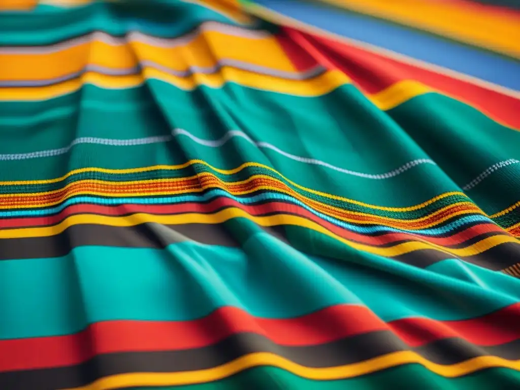 Detalle intrincado de un paño africano kente, representando el legado africano en ciencia complejidad con patrones vibrantes y formas geométricas