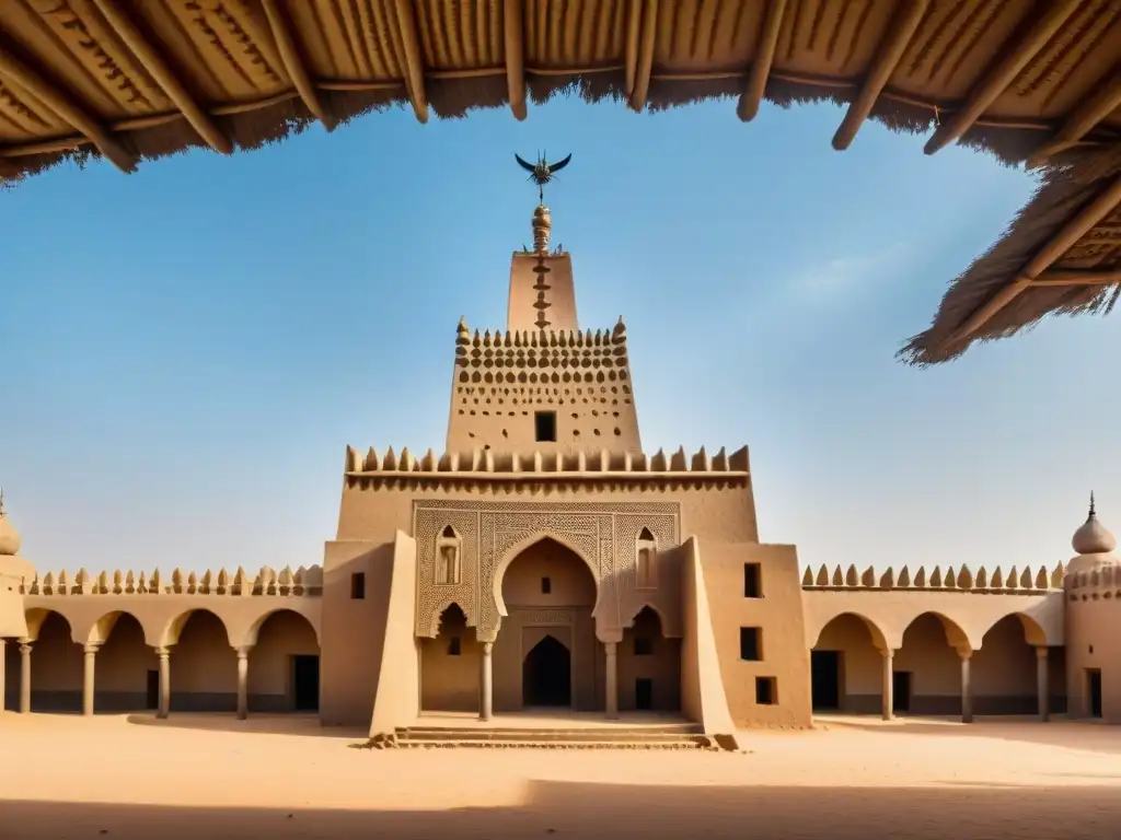 Detalle único de la Gran Mezquita de Djenné en Mali, con influencia arquitectura africana en diseño global