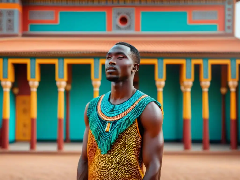 Detalles arquitectónicos africanos con influencia extranjera en vibrantes colores y patrones únicos