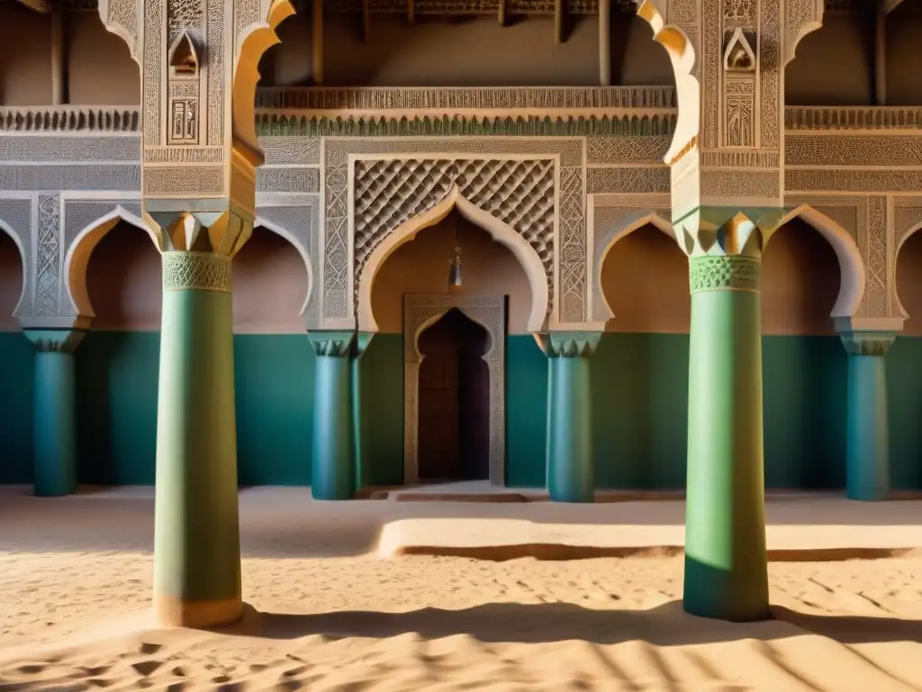 Detalles y colores vibrantes de la Gran Mezquita de Djenné en Mali, resaltan la arquitectura sagrada en civilizaciones africanas