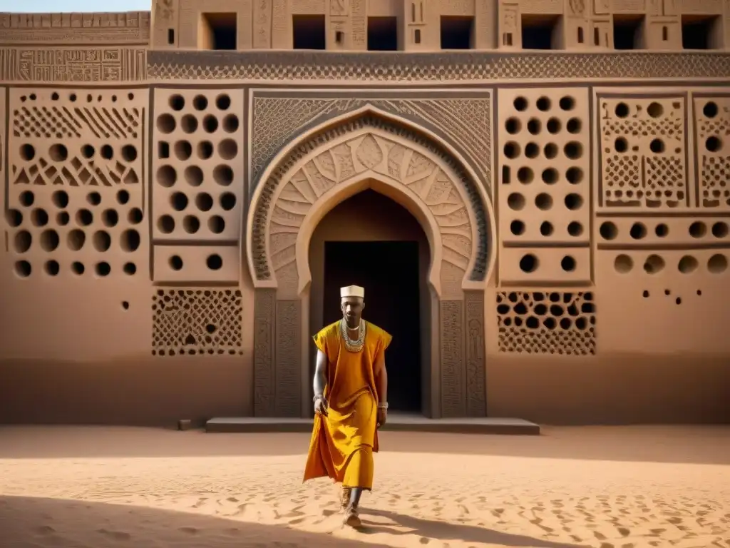 Detalles de la Gran Mezquita de Djenné en Mali, simbolismo en arquitectura africana