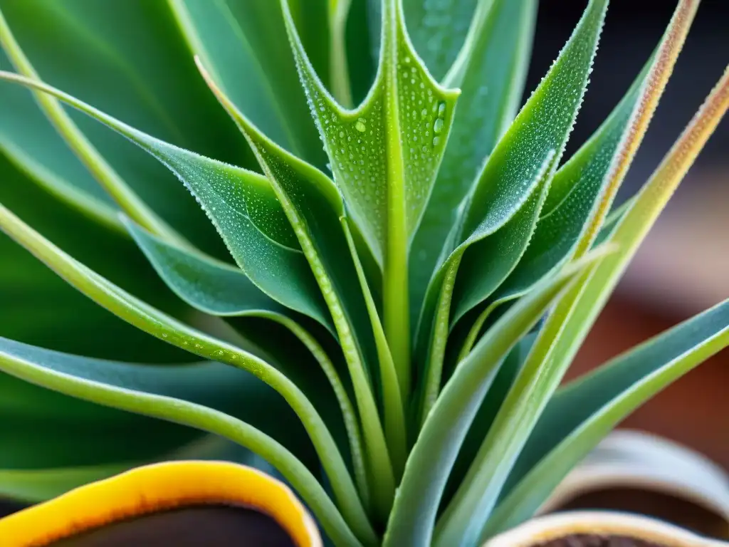 Detalles de una hoja de sábila resaltando sus componentes clave para Beneficios del aloe vera para piel