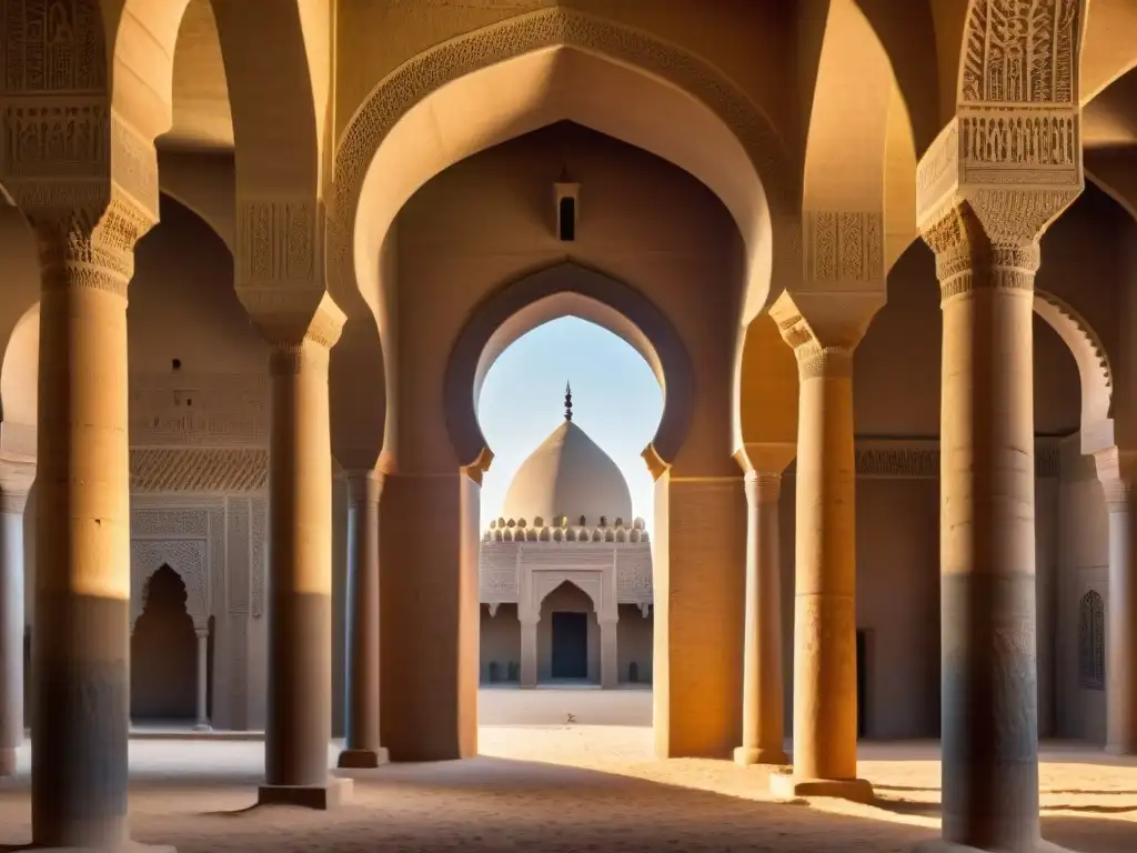 Detalles majestuosos de la Gran Mezquita de Djenné en Mali, bajo el sol africano