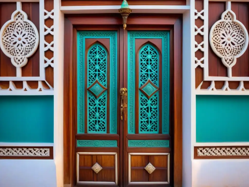 Detalles de una puerta de madera tradicional de Zanzíbar, reflejando su cultura e influencia multicultural