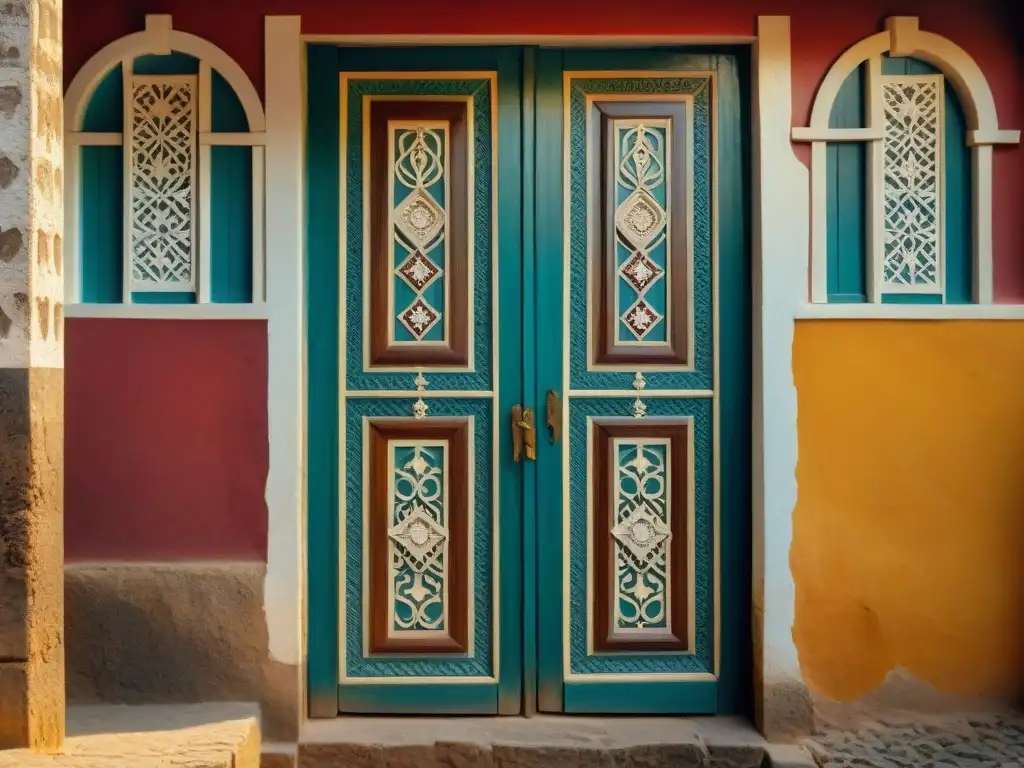 Detalles tallados en puertas de madera tradicionales de Cabo Verde, con influencia de civilizaciones africanas