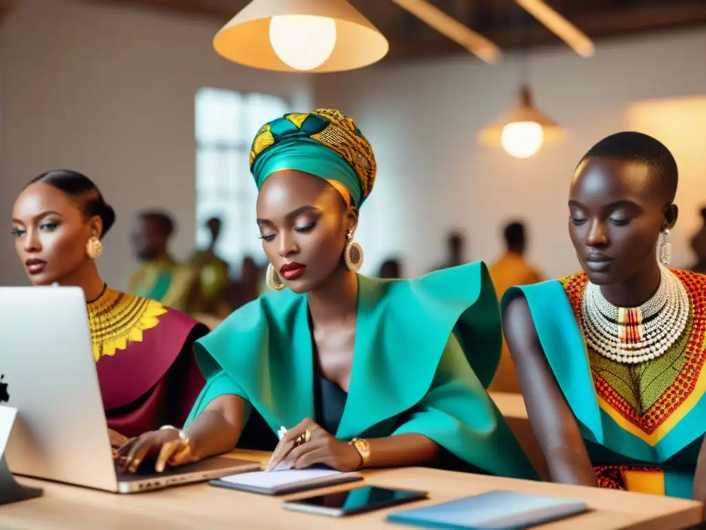 Diseñadores de moda africana en vivo, mezclando tradición y tecnología en un taller vibrante