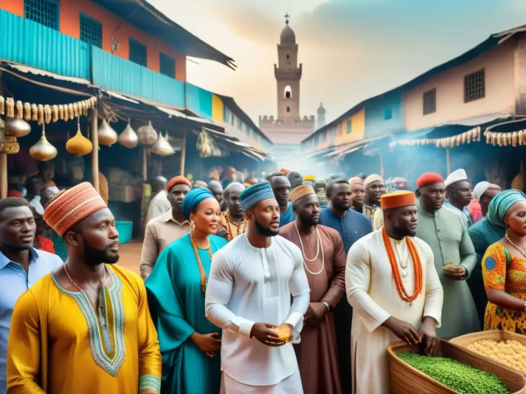 La diversidad de creencias religiosas se fusiona en un mercado vibrante de Lagos, Nigeria