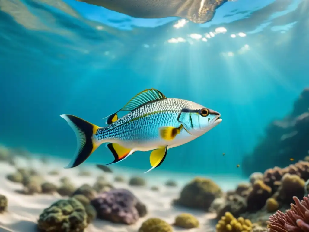 Diversidad de Omega3 en pescados africanos y de otros continentes, detallada y colorida en hábitat natural submarino