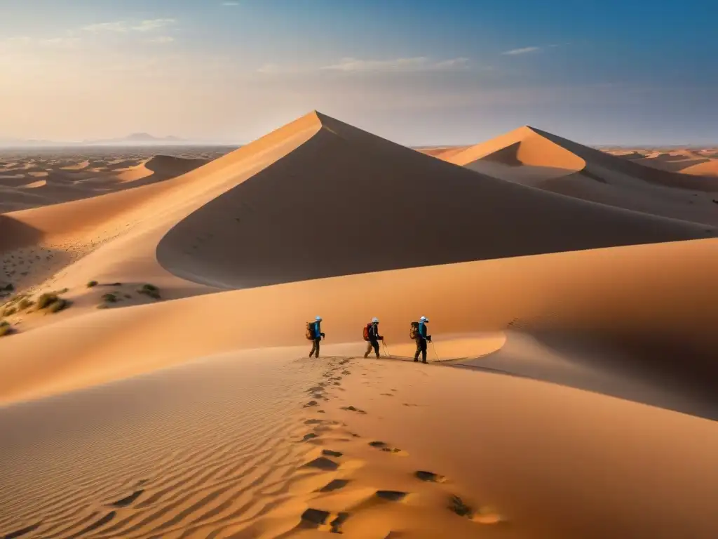 Excavación de artefactos antiguos en el desierto del Sáhara Equipo de arqueólogos descubriendo artefactos antiguos en el desierto del Sahel, revelando la historia perdida