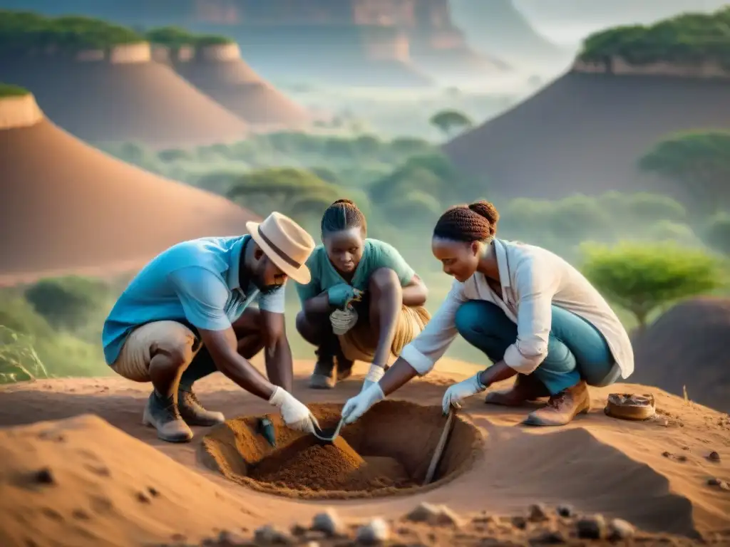 Equipo de arqueólogos preservando el patrimonio arqueológico africano en un entorno desafiante