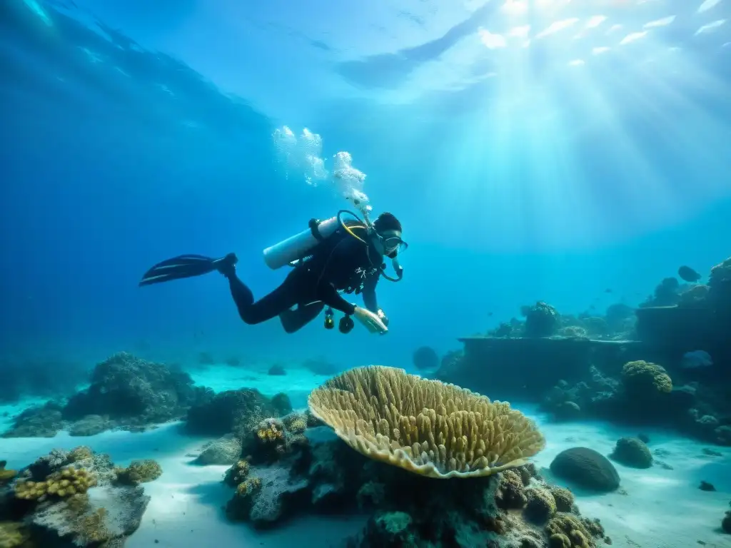 Equipo de arqueólogos subacuáticos excavando reliquias de civilizaciones africanas en el fondo marino