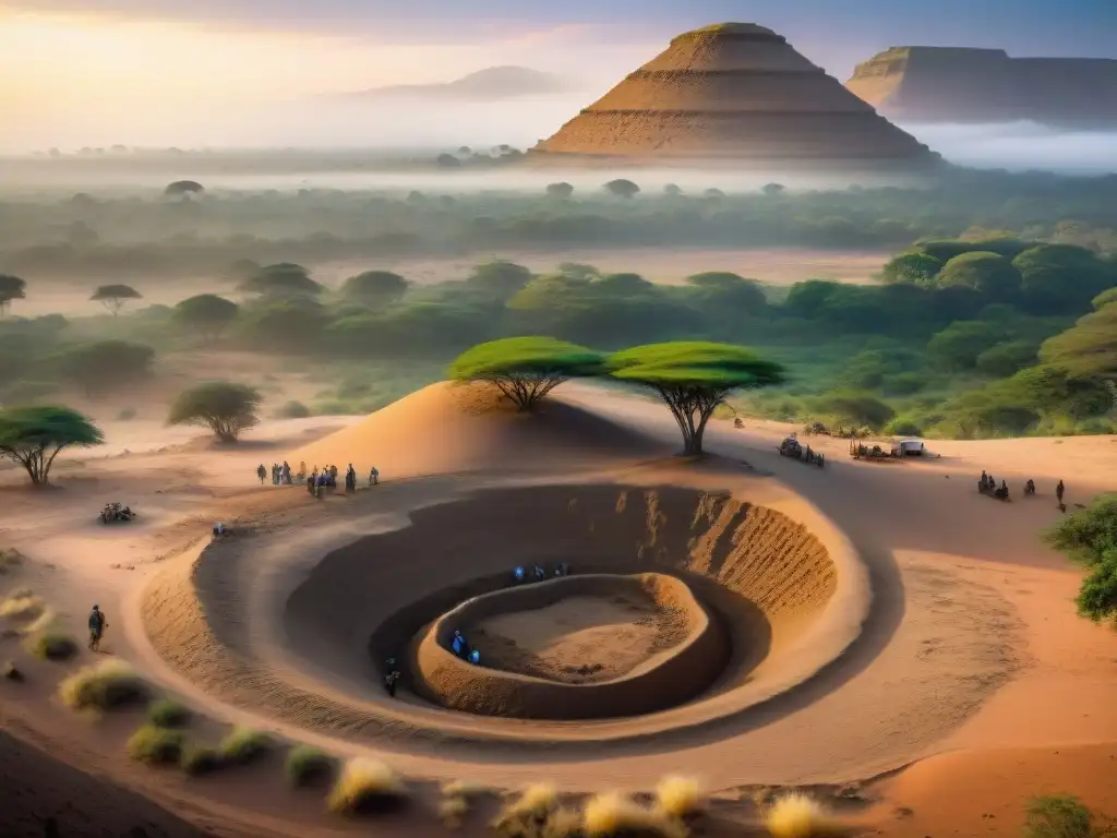 Un equipo diverso excava artefactos antiguos en África, mostrando la intensidad de la reconstrucción de la historia africana