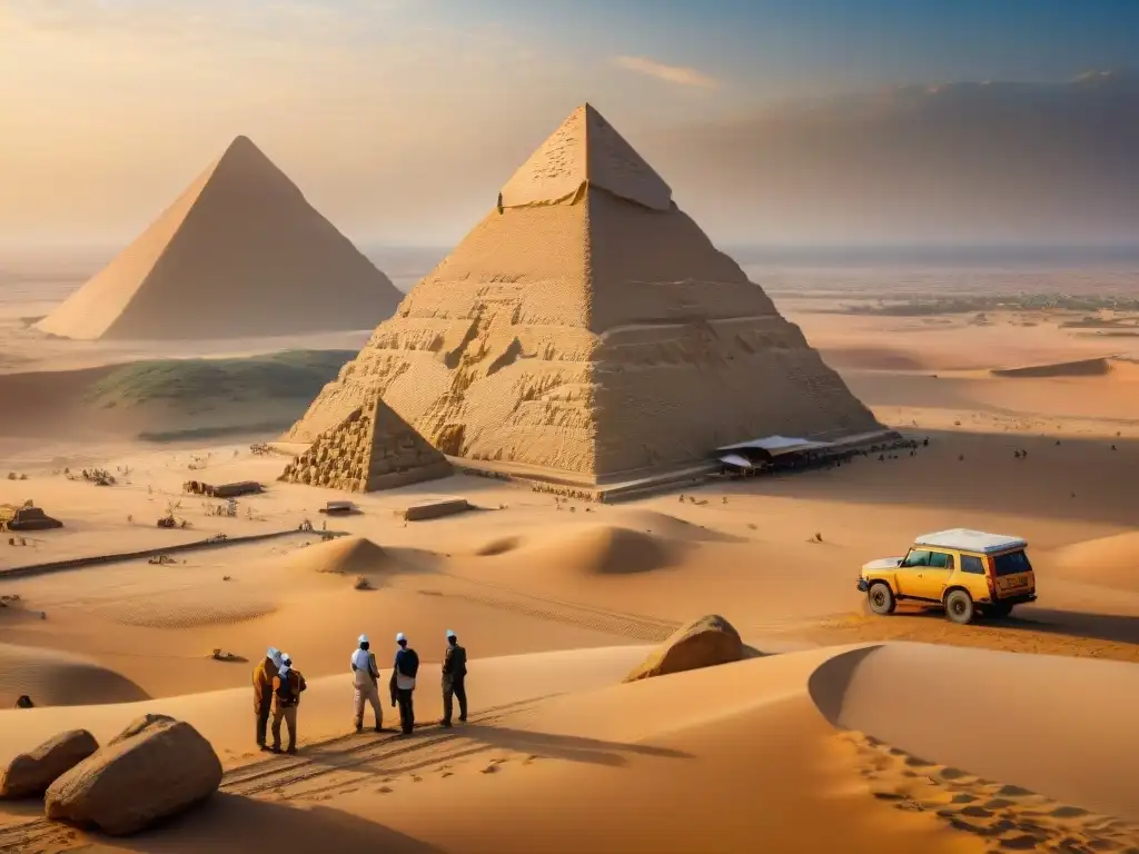 Ingeniería egipcia: Transporte de obelisco con precisión Equipo de ingenieros y trabajadores egipcios antiguos transportando un obelisco en el desierto