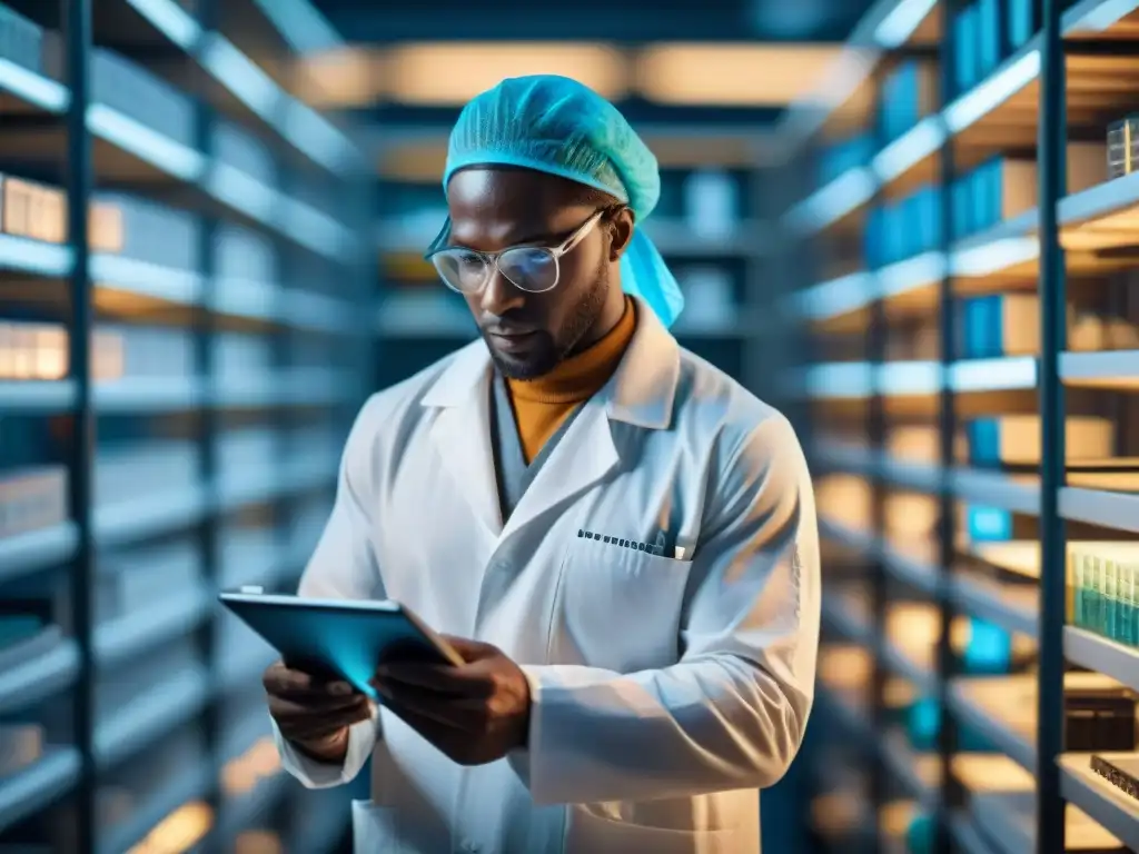 Equipo de investigadores genéticos analizando muestras de ADN en laboratorio de última generación