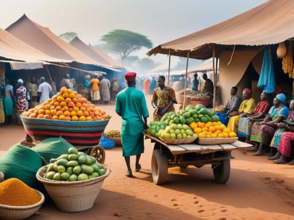 Escena bulliciosa en un mercado vibrante de África Occidental: diversidad y unidad en las lenguas africanas occidentales