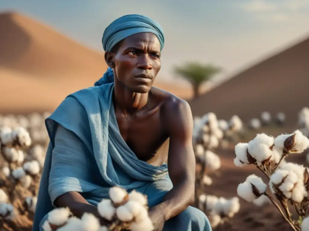 Escena impactante de esclavitud en el Sahel: individuos trabajando en duras condiciones bajo el sol, supervisados por capataces