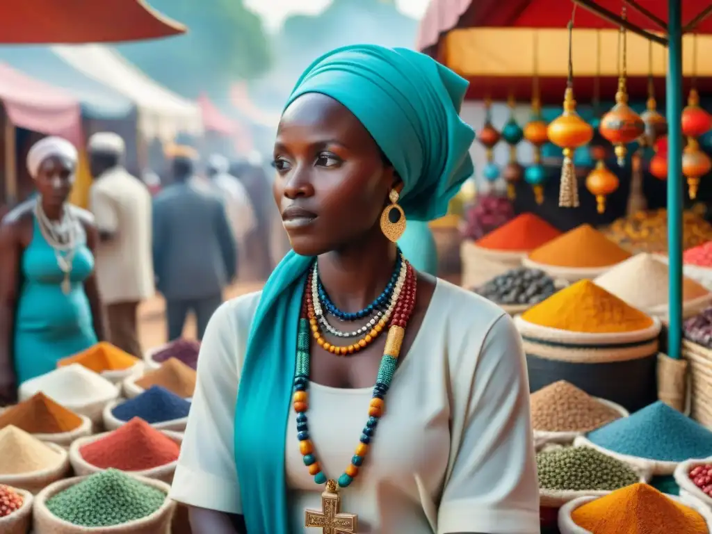 Escena de mercado africano: sincretismo en civilizaciones africanas