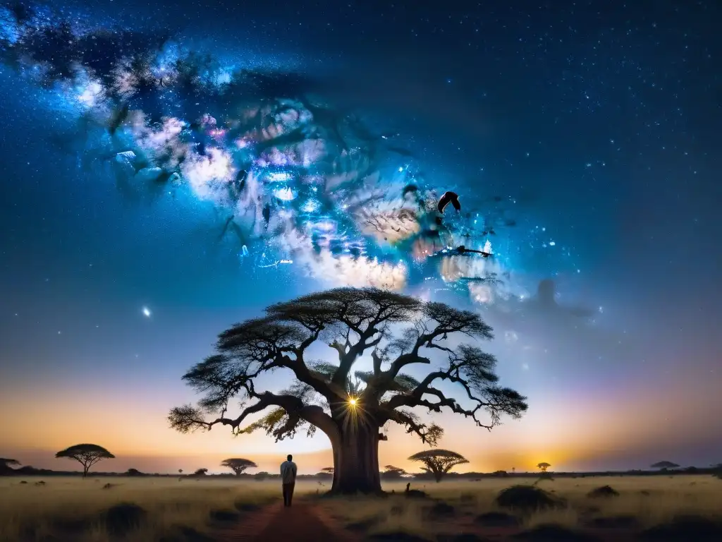 Espectacular imagen de la noche en la sabana africana, con la Vía Láctea brillando sobre los astrónomos antiguos del Cuerno de África