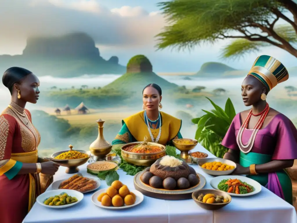 Espléndida gastronomía de antiguos reinos del sur de África en festín real africano