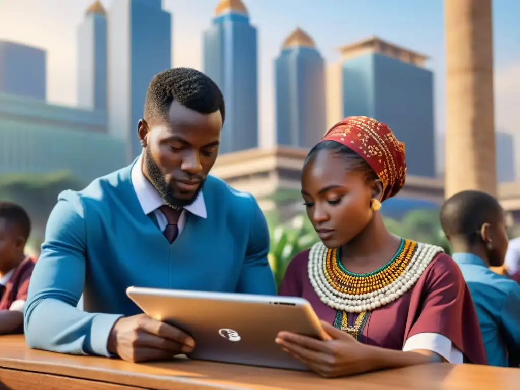 Estudiantes africanos se sumergen en aprendizaje digital en un bullicioso centro tecnológico