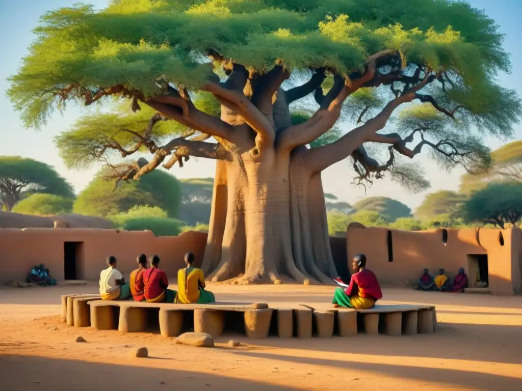 Estudiantes sahelianos bajo el baobab, inspirados en la educación en imperios sahelianos