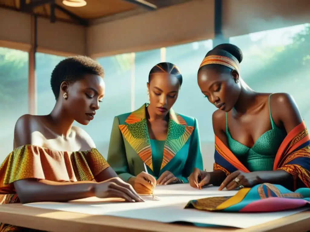 Un estudio repleto de diseñadores de moda africanos, creando juntos en un ambiente vibrante