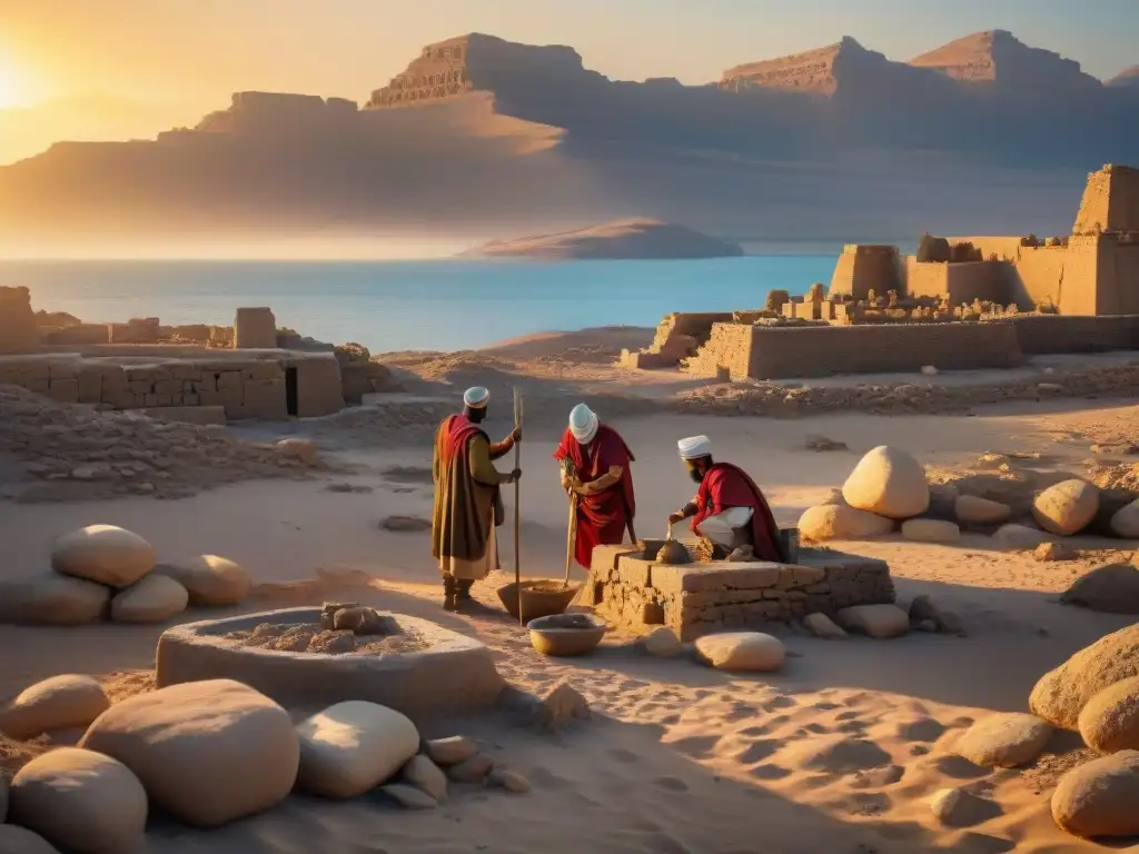 Exploración de antiguas ruinas en Adulis al atardecer, revelando la Historia de Adulis y imperios africanos